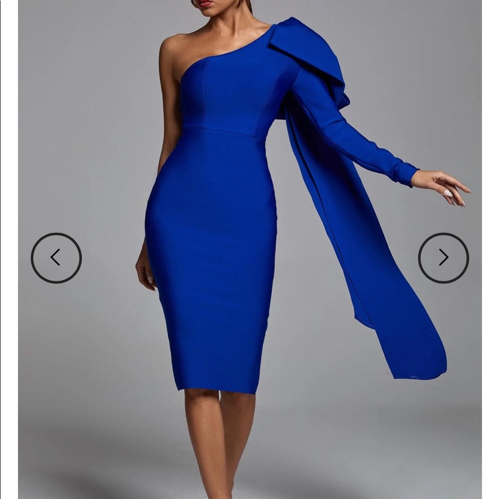 Bella Barnett Abbey Blue One Shoulder Bandage Dress - M